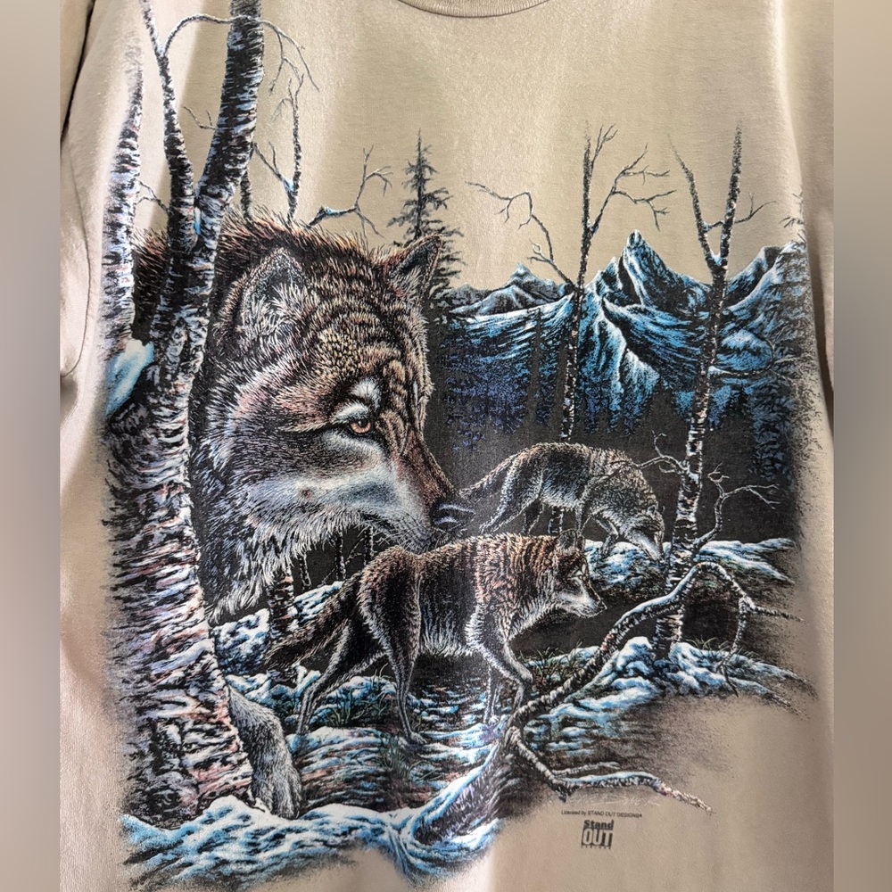 90s Wolf Graphic Tee Stand Out Designs Print - Picture 4 of 10